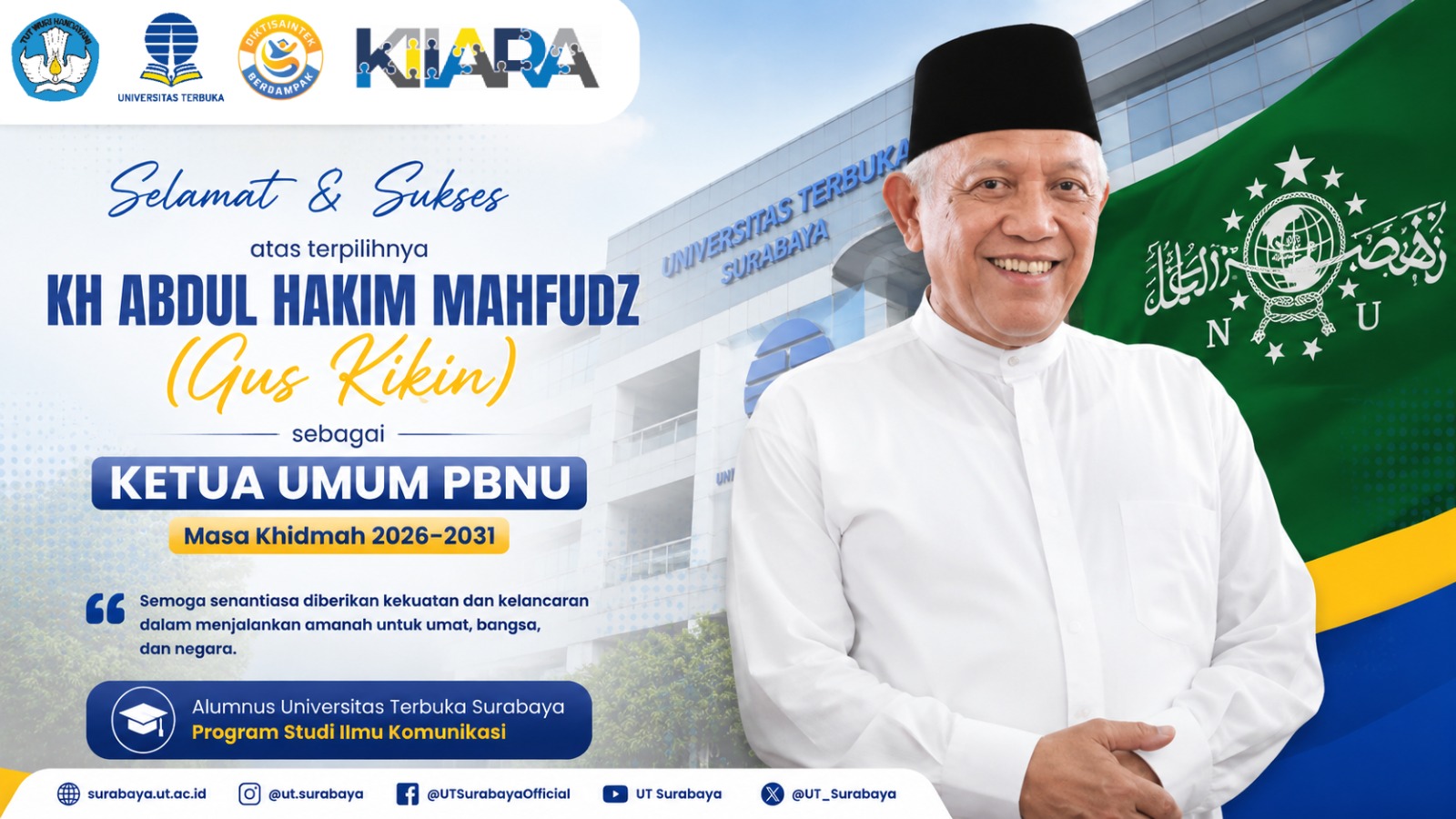 Alumni UT Surabaya KH Abdul Hakim Mahfudz atau Gus Kikin Terpilih sebagai Ketua Umum